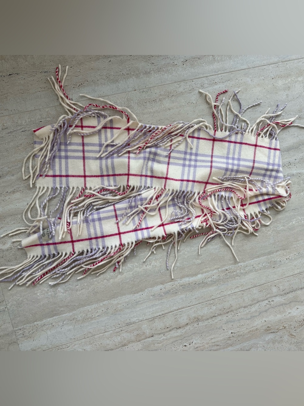 Burberry happy fringe cashmere scarf